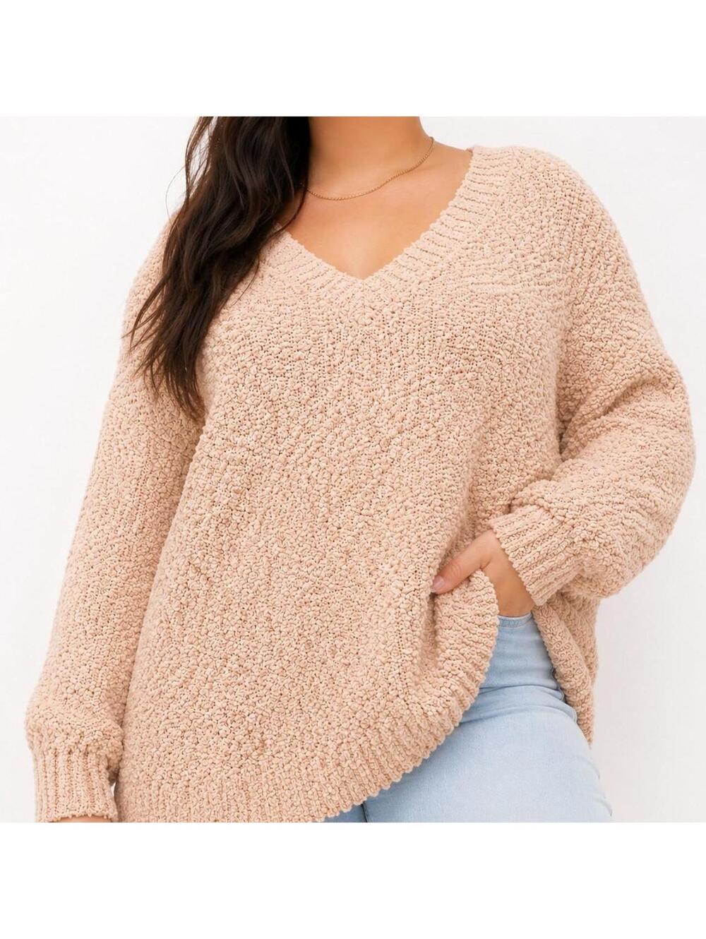 Cozy Girl Soft Girl Oversized Popcorn Knit Sweater
